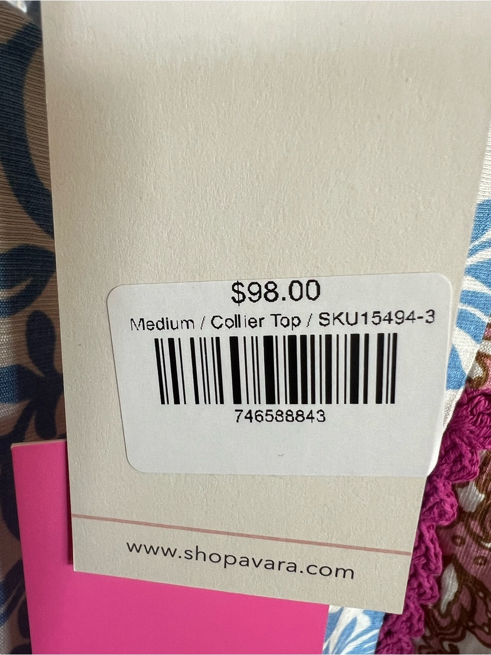 THML Collier Cream Blouse with Blue Floral and Pink Trim. Sz M NWT - Picture 5 of 10